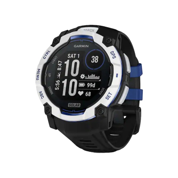 Garmin Limited Edition Instinct 3 - 50mm Solar Whitestone w/Black/Bolt Blue Silicone Band Smartwatch 010-02935-03