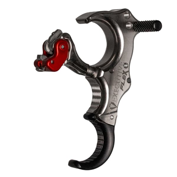 T.R.U. Ball Archery Executive Flex 3 Finger Aluminum/Brass Quick Silver Brass Medium Handle Release TEXF-QS-M