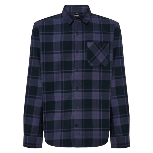 Oakley Men's Black/Graphite/Amethyst Lifestyle Podium Plaid Ls Flannel FOA402573-9QX