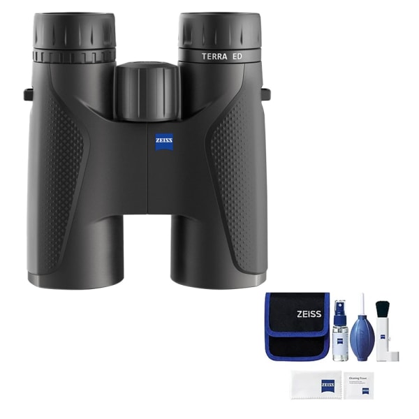 Zeiss Terra ED 10x42 Black Binoculars with Lens Cleaning Kit Bundle 524204-9901-KIT-2390-186-Zeiss