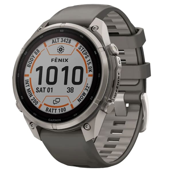 Garmin Fenix 9 Pro 47mm Titanium Smartwatch w/ inReach, Solar Display, Pebble Gray-Silver Gray Silicone Band 010-04338-00