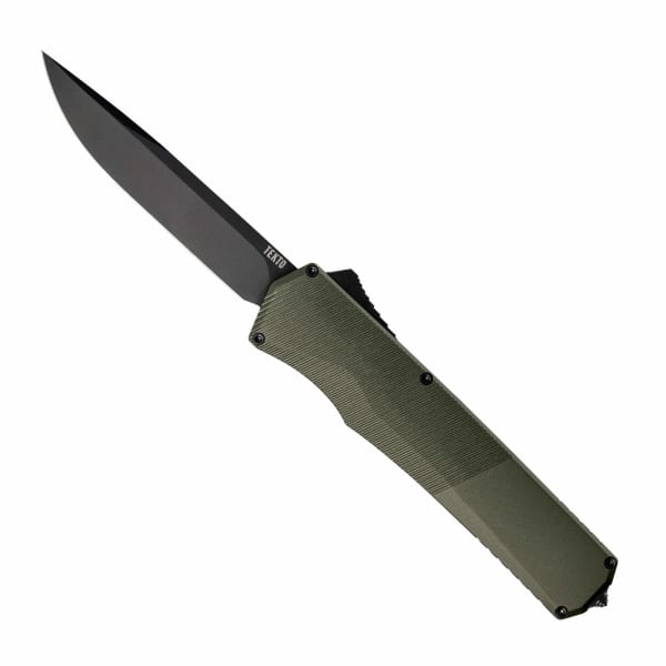Tekto A5 Spry Black S35VN Drop Point Blade OD Green Aluminum Handle Black Accents Fine Edge Automatic/OTF Knife A5R-T6OD-S35BK1-A1