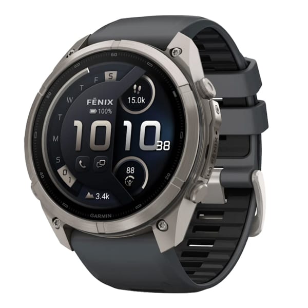 Garmin Fenix 9 Pro 51mm Titanium Smartwatch w/ inReach, AMOLED Display, Graphite-Black Silicone Band 010-04337-20