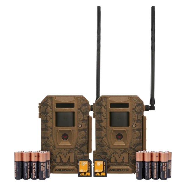 Muddy Pack of 2 Mitigator 3.0 36MP Cellular Trailcams w/ 32GB SD Cards, 720p Video/Audio, Dual Network Coverage,16 AA Batteries MUD-MTGTR3K-2PK