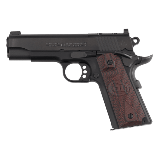 Colt 1911 Lightweight Commander 9mm 4.25" Bbl Series 80 White Dot Front/Black Serrated Rear Sight OR 9+1 Cap G10 Cherry Grip Blued Pistol O4842XE-OR