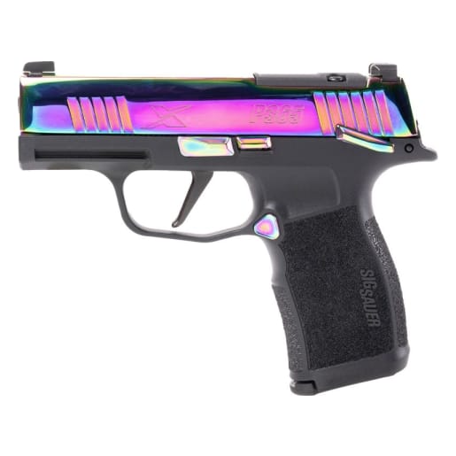 Sig Sauer P365X Rainbow 9mm 3.1" Bbl Optic Ready Manual Safety Pistol w/(2) 12rd Mags, XRAY3 &amp; Rainbow Titanium Slide 365X-9-RBT-MS