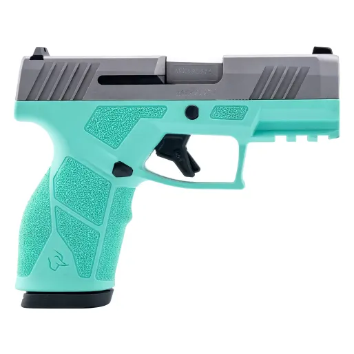 Taurus GX2 TORO 9mm 3.38'' Bbl Fixed Front Adj Rear Sights Striker SAO Poly Grip MIL-STD-1913 Rail Cyan/Stainless Pistol w/(1) 13rd Mag 1-GX2P939C