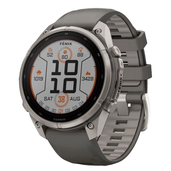 Garmin Fenix 9 Pro 47mm Titanium Smartwatch w/ Solar Display, Pebble Gray-Silver Gray Silicone Band 010-04338-05