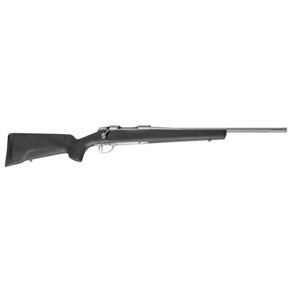 Sako 90 Peak Stainless Steel 6.5 CM No Sights 20 Fluted BBL 1:8 M15x1 TPI LH SS Trig  5RD Carbon Fiber / Black J06137