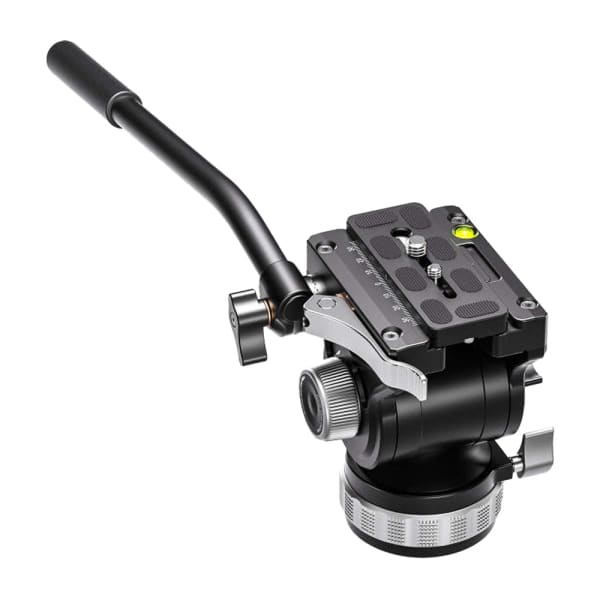 Leofoto Compact Fluid Tripod Head 3lbs 70mm Flat Base 3/8"-16 Screw Hole w/ ARCA Plate, Bubble Levels, Pan/Tilt Locks BV-15L