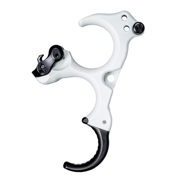 T.R.U. Ball Archery Honey Badger Claw Flex CK 3 Finger Aluminum/Brass Cloud White Cerakote Large Handle Release THBF-CKWH-L