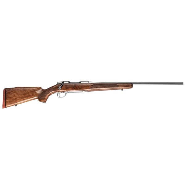 Sako 90 Hunter Stainless Steel  222 REM No Sights 20  BBL 1:12 1/2x28 TPI RH SS Trig  6RD Wood / Oiled Brown J06020