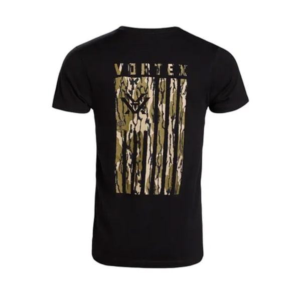 Vortex Optics Mossy Oak Bottomland Camo Salute SS T-Shirt Black Men's Size 2XL 126-31-BLK2X