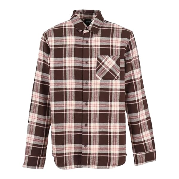 Oakley Men's Cocoa Brown/Mist/F Red Lifestyle Podium Plaid Ls Flannel FOA402573-9NX