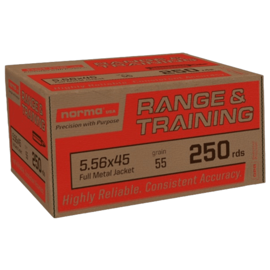 Norma Range &amp; Training FMJ 5.56x45 55gr Centerfire Rifle Ammo (250/box) 701703514