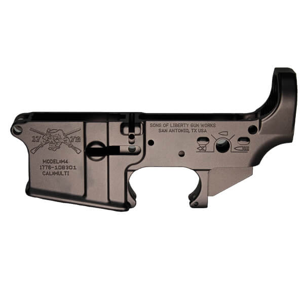 Sons of Liberty Gun Works Angry Patriot Logo Stripped Lower Receiver L-AP-A-BLK