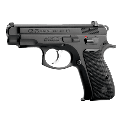 CZ 75 Compact 50th Anniversary Elite 9mm 10rd Blk Polycoat Steel Frame, FS, MS, Blk Plastic Grips Full-Size Handgun 01208