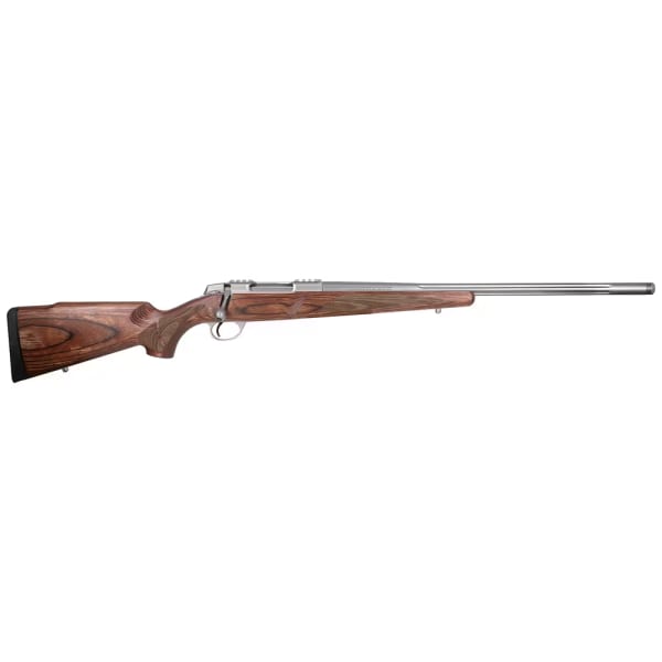 Sako 90 Varmint Laminated Stainless Steel  222 REM No Sights 20 Fluted BBL 1:12 5/8x24 TPI RH Std Trig 5RD Laminate / Oiled Brown J06022
