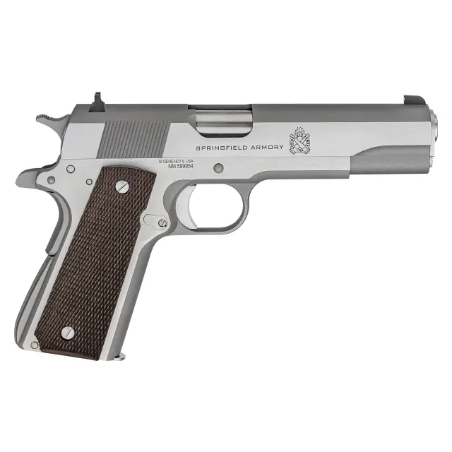 Springfield Armory 1911 Mil-Spec .45 ACP 5" Bbl Stainless Handgun w/ Fixed 3-Dot Sights, 1x7rd Mag PBD9151L