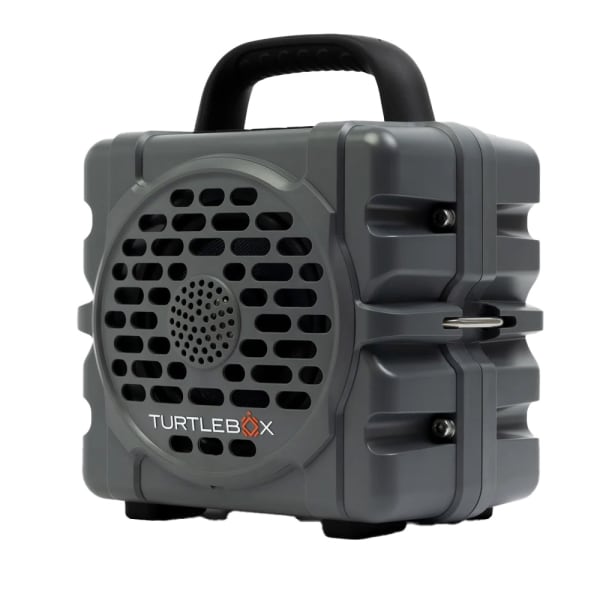 Turtlebox CUB Outdoor Bluetooth Speaker with 2-Unit Pairing &amp; Party Mode, Steel Tie-Downs, 8.6"x7.2"x5.8", 5.3lbs, Gray TB-CUB-G1-GRAY-1