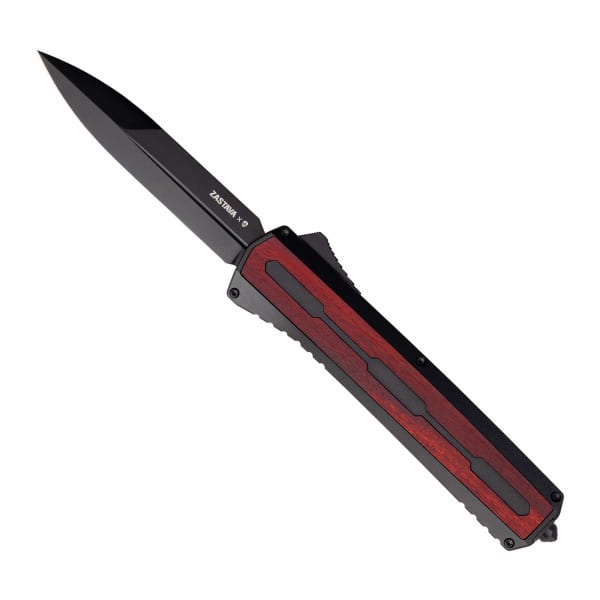 Tekto A7 Zastava Black S35VN Spear Point Blade Red Wood Handle Black Accents Fine Edge Automatic/OTF Knife A7R-T6WRD-S35BK4-A1