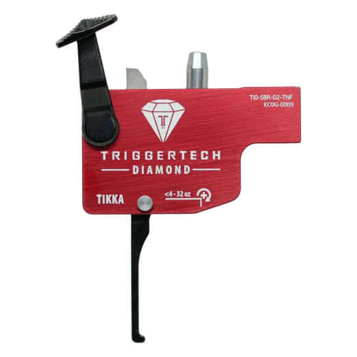 TriggerTech Diamond Trigger for Tikka T3, T3x, &amp; T1x 4oz-32oz Adj Pull Weight, Straight Flat Lever, RH Red ZCT, CLKR, TKR Technology TI0-SRB-02-TNF
