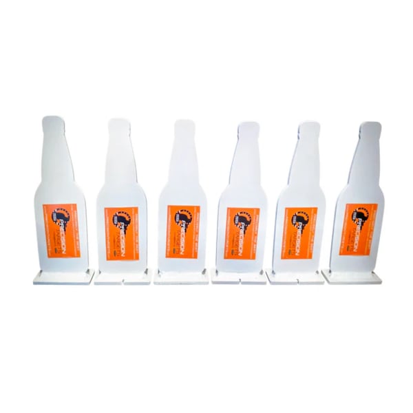 Precision Targets 2.5"x9"x3/8" Beer Bottle Knockover Target w/2"x3" Base 6pk BBKOT-6