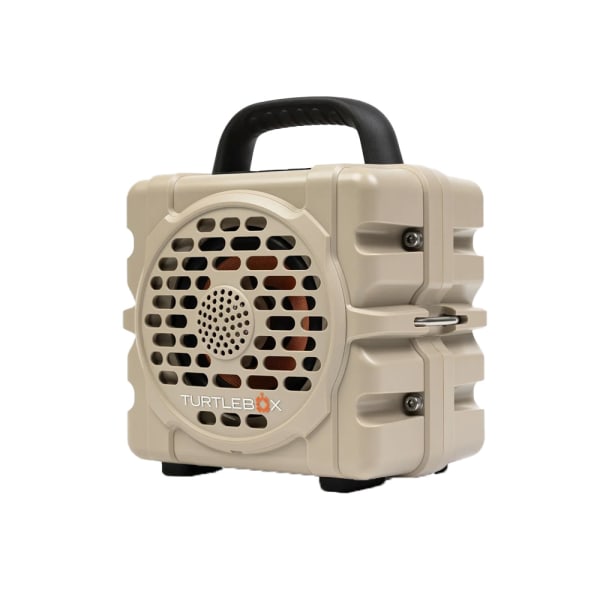 Turtlebox CUB Outdoor Bluetooth Speaker with 2-Unit Pairing &amp; Party Mode, Steel Tie-Downs, 8.6"x7.2"x5.8", 5.3lbs, Tan TB-CUB-G1-TAN-1