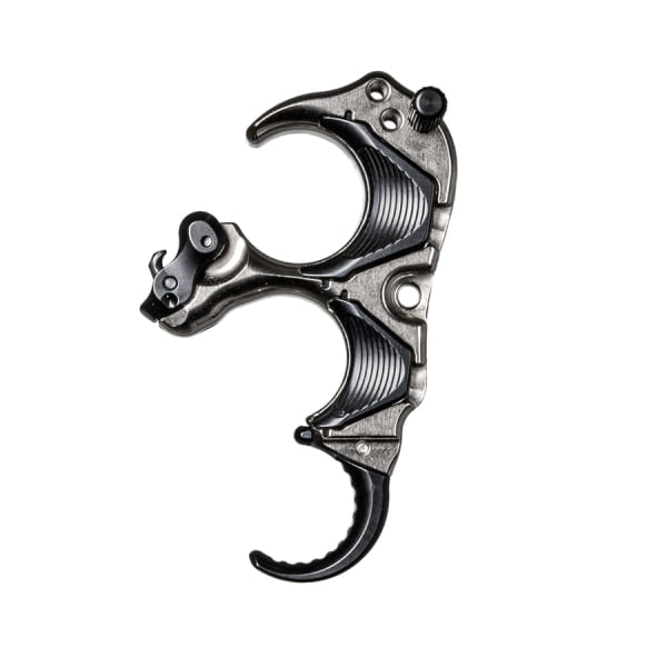 T.R.U. Ball Archery Aileron HBC Flex 3 Finger Aluminum/Brass Black/Quick Silver Brass Medium Handle Release THAF-BKQS-M
