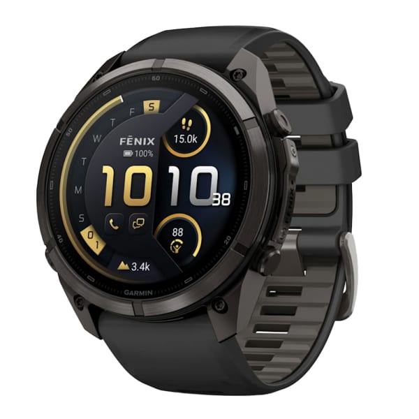 Garmin Fenix 9 Pro 51mm Carbon Gray DLC Titanium Smartwatch w/ inReach, AMOLED Display, Black-Pebble Gray Silicone Band 010-04337-10