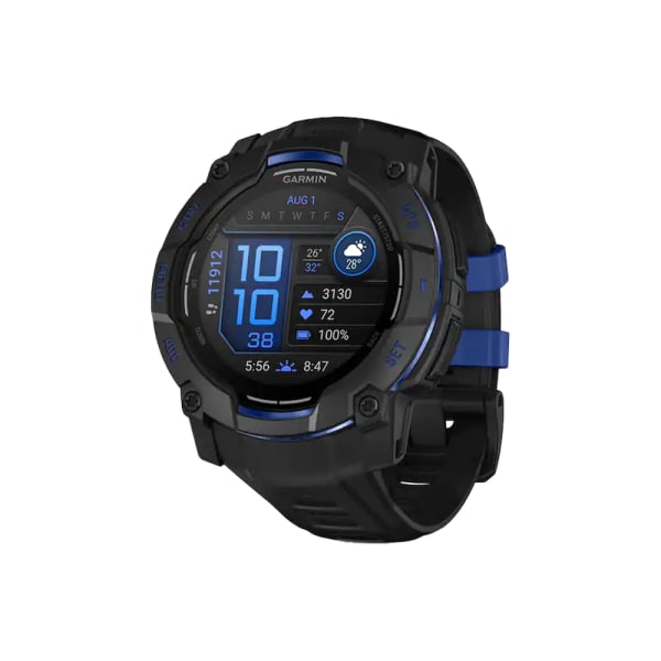 Garmin Limited Edition Instinct 3 - 50mm Amoled Black w/Black/Bolt Blue Silicone Band Smartwatch 010-03020-03