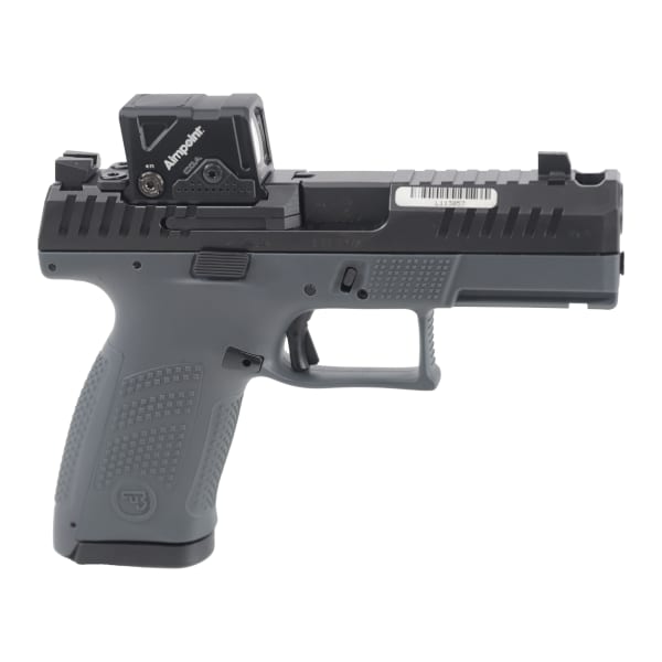 CZ-USA CZ P-10 C 9mm 15rd Ported Bbl/Nitride Slide Aimpoint COA Fixed Sights Black Polymer Frame Reversible Mag Catch Pistol w/3 Backstraps 91582
