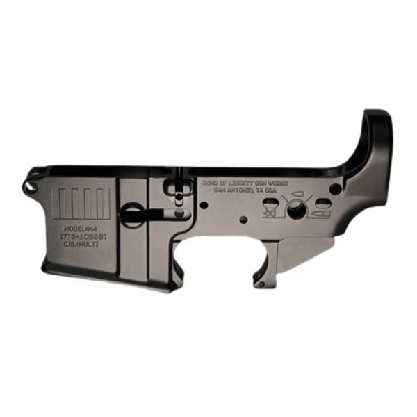 Sons of Liberty Gun Works Stripes Logo Stripped Lower Receiver L-Stripes-A-BLK