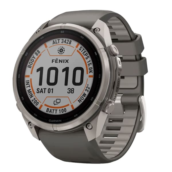 Garmin Fenix 9 Pro 51mm Titanium Smartwatch w/ inReach, Solar Display, Pebble Gray-Silver Gray Silicone Band 010-04339-00