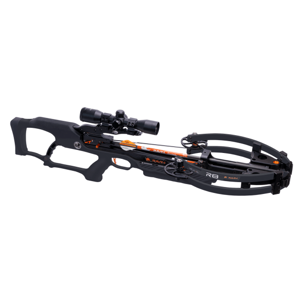 Ravin R8 420 FPS Versa-Draw Silent Cocking Trac-Trigger Helicoil Black Crossbow w/100-yard Scope &amp; .003 Arrows R007