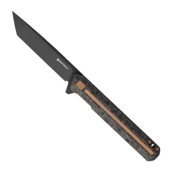 Tekto F2 Bravo EOTech Edition Black D2 Blade Forged Carbon Handle Bronze Titanium Accents Fine Edge Folding Knife F2R-FCBK-D2BK1-A3-EO