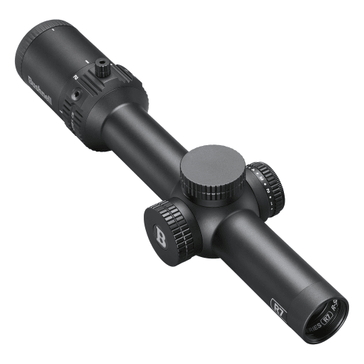 Bushnell 1-8x Magnification 24mm Lens R7 ED Black Riflescope SFP MRAD Fiber Dot Illuminated Reticle EXO Protective Barrier R7-1824M2