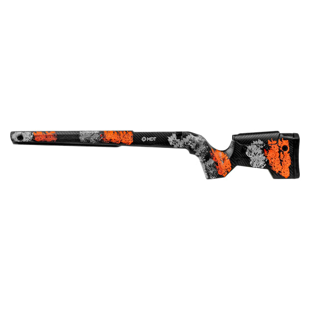 MDT CRBN Stock Tikka T3X Short Action Left-Hand Fixed ARCA Hunter Orange/Grey (HOG) Chassis System 114940-HOG