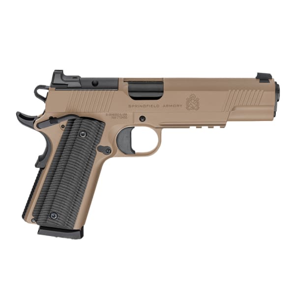 Springfield Armory 1911 Operator .45 ACP 5" Bbl Coyote Brown Handgun w/ AOS Plate, U-Notch Tritium Sights, 2x8rd Mags PO9230CBAOS