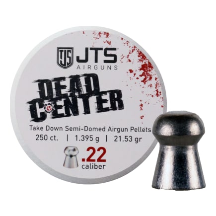 JTS Dead Center Precision .22 Cal 1.395g (21.53gr) Semi-Domed Pellets (250 ct) Bulk Package JAC109
