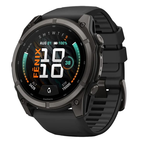 Garmin Fenix 9 51mm Carbon Gray DLC Titanium-Color Smartwatch w/ Built-In Flashlight, AMOLED Display, Black Silicone Band 010-04763-10