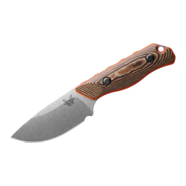 Benchmade Hidden Canyon Hunter Drop-Point S90V Stainless Steel (59-61HRC) Fixed Blade Orange G10 &amp; Richlite Base Layer Handle Knife 15017-1