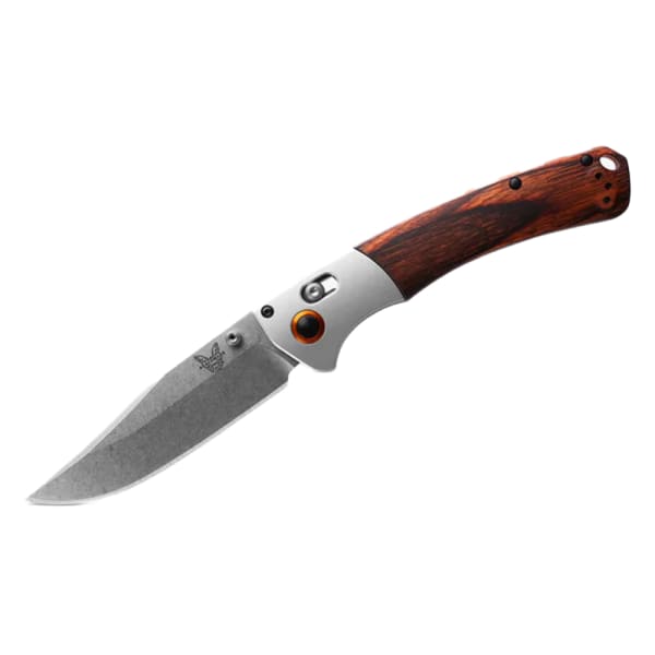 Benchmade Crooked River Clip-Point S30V Stainless Steel (58-60HRC) Blade AXIS Assist Dark Brown Contoured Wood &amp; Aluminum Handle Knife 15080-2