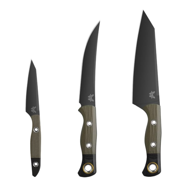 Benchmade 3 Piece Set Drop-Point CPM-154 Stainless Steel (58-61HRC) Fixed Blades OD/Black G10 Handle Knives w/Black Sheaths 4005BK-01
