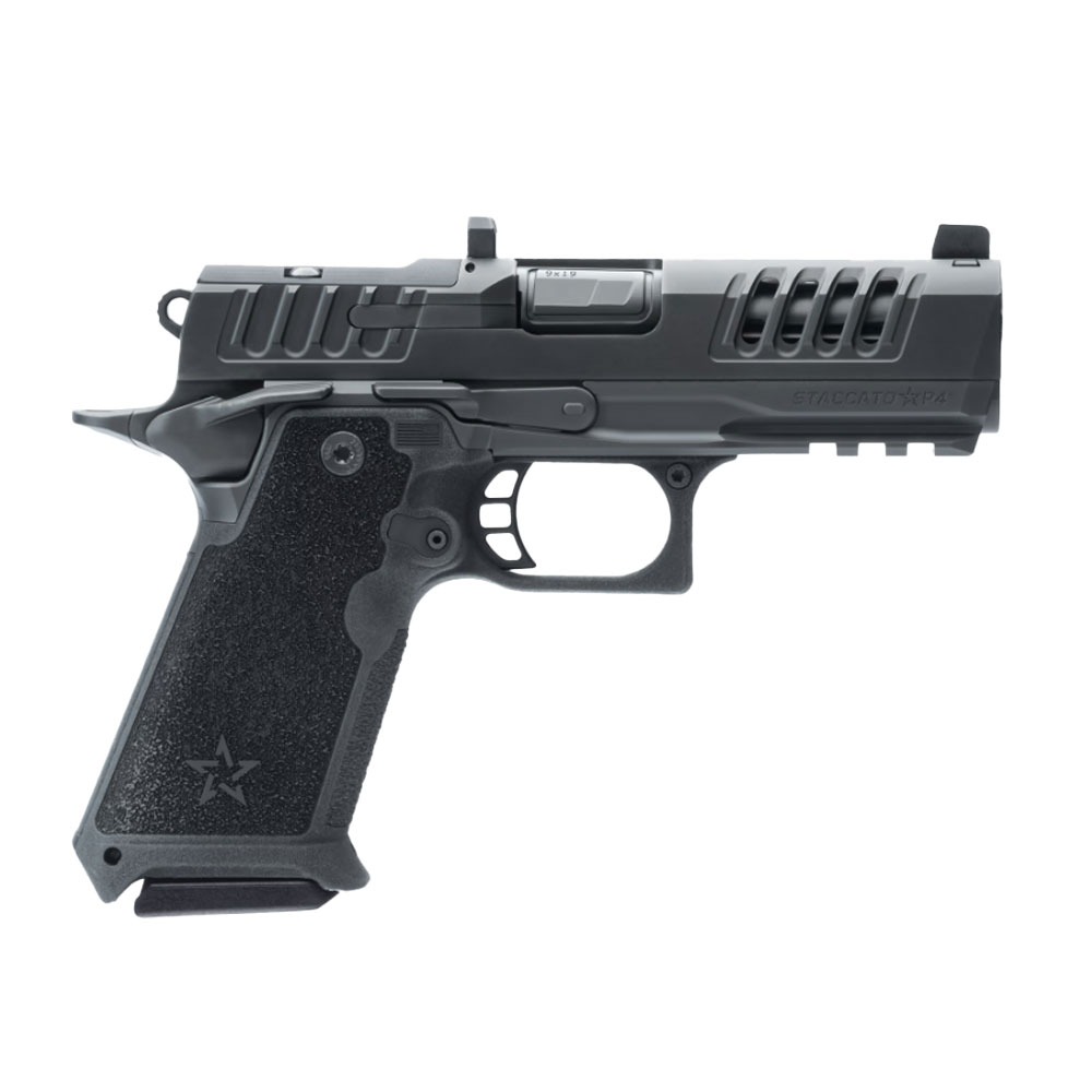 Staccato HD P4 Duty 9mm DLC/DLC Premium HD P4 Dlc Barrel Trijicon Night Sight 4X Mags With X-Series Serrations 20-2200-000106-01