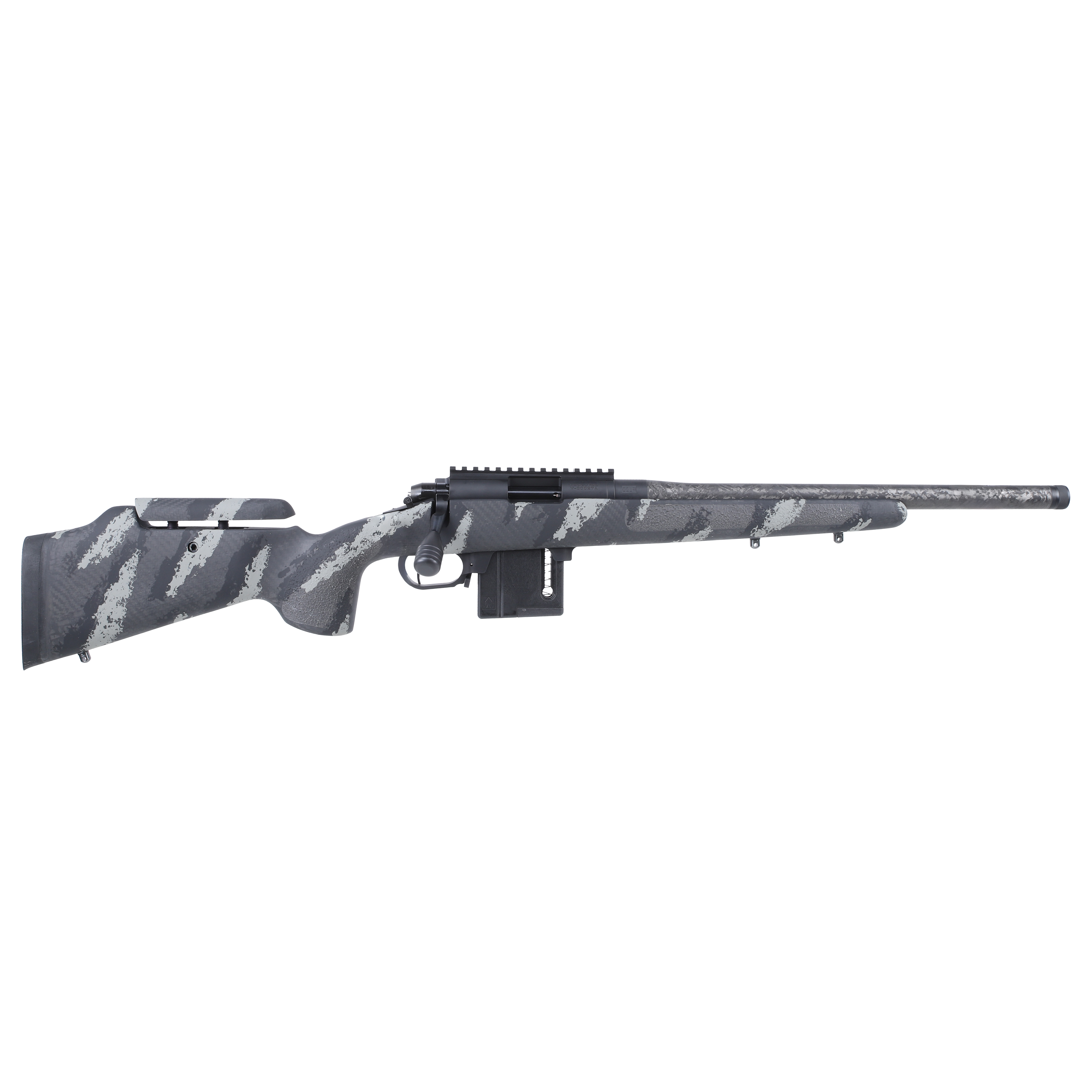 Vudoo Gun Works Gen2 18&quot; Bbl Proof 1/2-28 30MOA PP Altitude Stock Adjustable Comb PP Rem SA M5 Bottom Metal SIN-V22-RH-BLK-CF18TB-PPA-SANTH