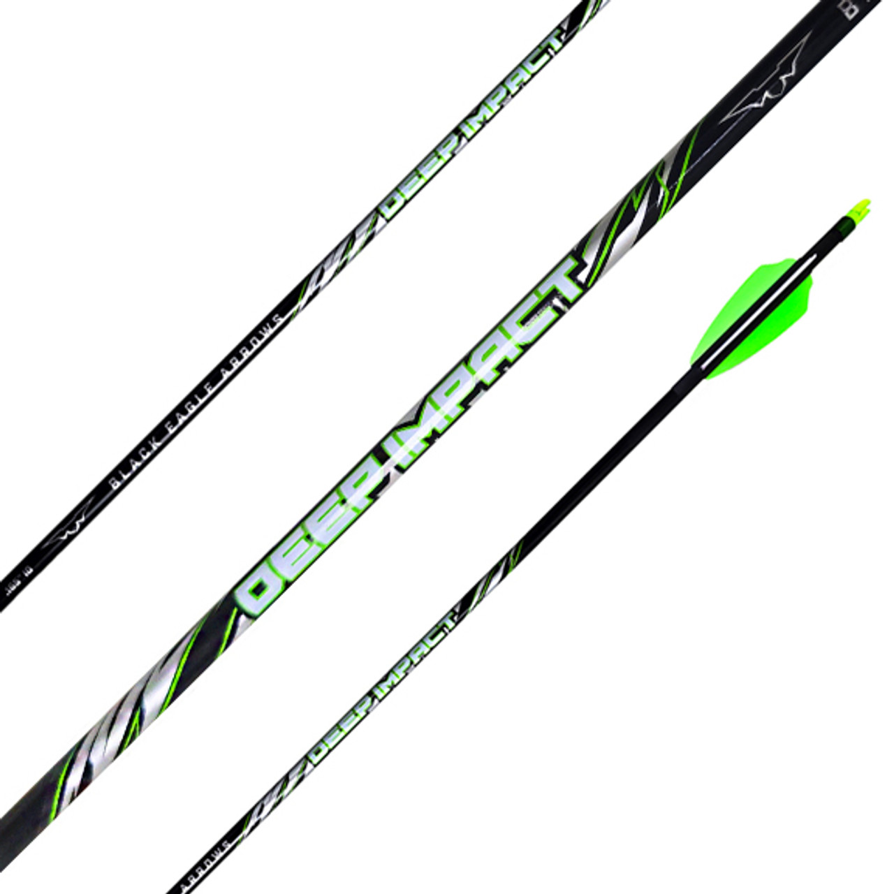 Black Eagle 15/64&quot; Factory Fletched Arrow Deep Impact 2.5&quot; Shield Cut 6 Pk .001&quot;-300 33813
