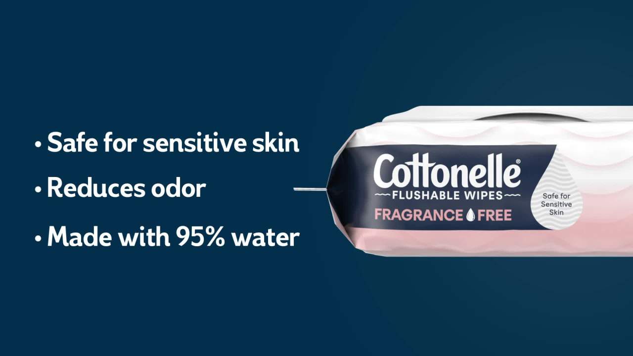 thumbnail video image 2 of Cottonelle Fragrance Free Flushable Wet Wipes, 1 Flip-Top Pack, 2 of 9