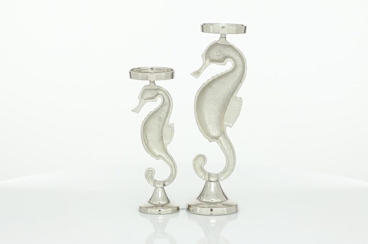 thumbnail video image 2 of DecMode 2 Candle Silver Aluminum Metal Candle Holder, Set of 2, 2 of 10