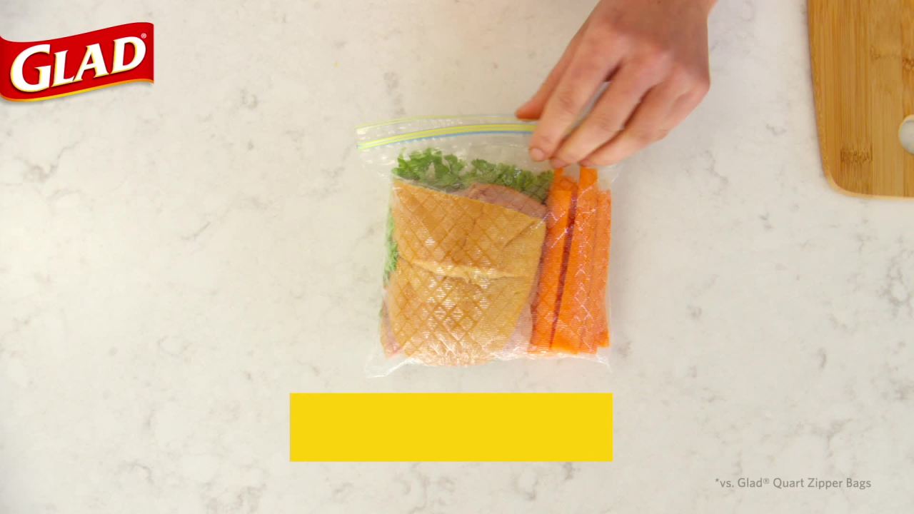 thumbnail video image 2 of Glad Flex'n Seal Zipper Gallon Freezer Bag, 40 Count, 2 of 8